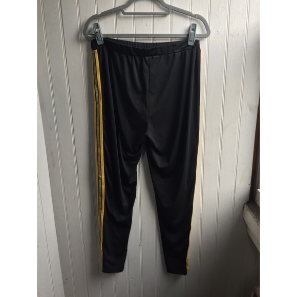 SHEIN Black Pull on pants Athletic Gold Racing Glitter Side Stripe - Size 2XL 16 - Picture 3 of 12